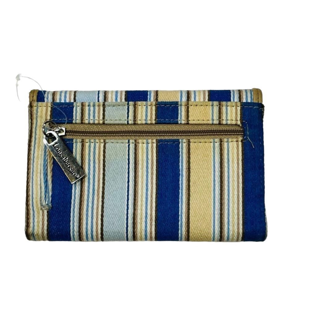 10/$25🦋 Longaberger Blue & Tan Striped Wallet - Picture 2 of 10